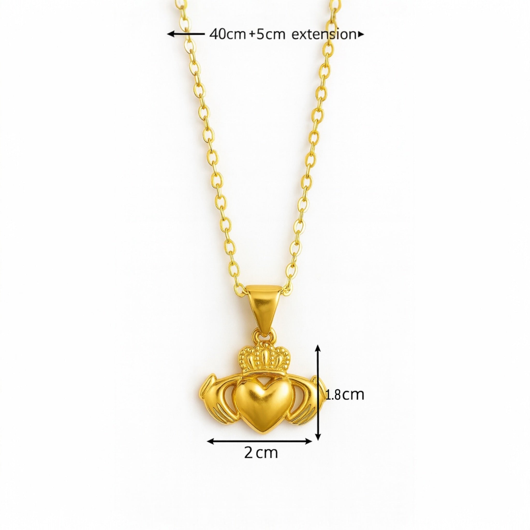 Claddagh Necklace – 18K Gold Plated Symbol of Love, Loyalty & Friendship